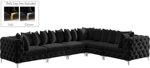 Tremblay Velvet / Engineered Wood / Metal / Foam Contemporary Black Velvet Modular Sectional - 138" W x 108" D x 33" H