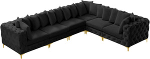 Tremblay Velvet / Engineered Wood / Metal / Foam Contemporary Black Velvet Modular Sectional - 138" W x 108" D x 33" H