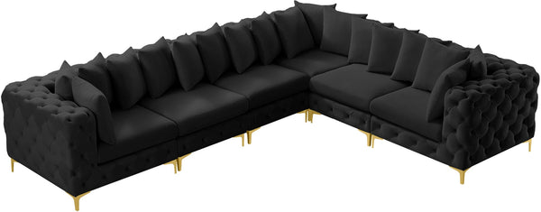 Tremblay Velvet / Engineered Wood / Metal / Foam Contemporary Black Velvet Modular Sectional - 138" W x 108" D x 33" H