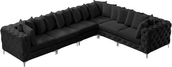 Tremblay Velvet / Engineered Wood / Metal / Foam Contemporary Black Velvet Modular Sectional - 138" W x 108" D x 33" H