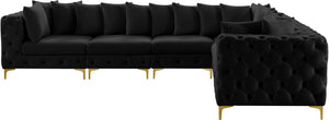 Tremblay Velvet / Engineered Wood / Metal / Foam Contemporary Black Velvet Modular Sectional - 138" W x 108" D x 33" H