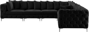Tremblay Velvet / Engineered Wood / Metal / Foam Contemporary Black Velvet Modular Sectional - 138" W x 108" D x 33" H