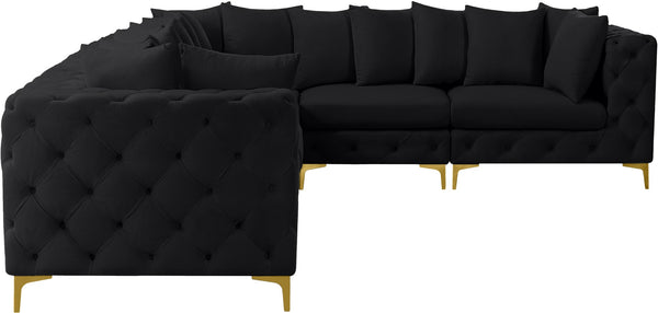 Tremblay Velvet / Engineered Wood / Metal / Foam Contemporary Black Velvet Modular Sectional - 138" W x 108" D x 33" H