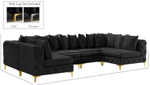 Tremblay Velvet / Engineered Wood / Metal / Foam Contemporary Black Velvet Modular Sectional - 138" W x 69" D x 33" H