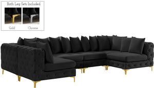 Tremblay Velvet / Engineered Wood / Metal / Foam Contemporary Black Velvet Modular Sectional - 138" W x 69" D x 33" H