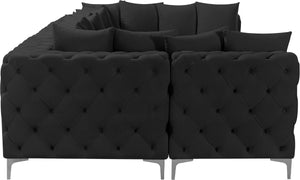 Tremblay Velvet / Engineered Wood / Metal / Foam Contemporary Black Velvet Modular Sectional - 138" W x 69" D x 33" H