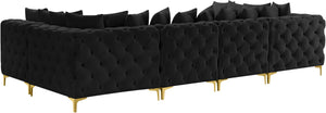 Tremblay Velvet / Engineered Wood / Metal / Foam Contemporary Black Velvet Modular Sectional - 138" W x 69" D x 33" H