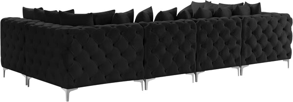 Tremblay Velvet / Engineered Wood / Metal / Foam Contemporary Black Velvet Modular Sectional - 138" W x 69" D x 33" H