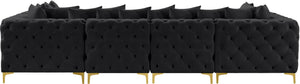 Tremblay Velvet / Engineered Wood / Metal / Foam Contemporary Black Velvet Modular Sectional - 138" W x 69" D x 33" H