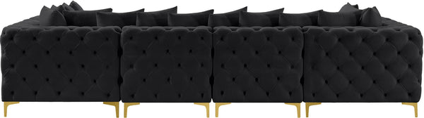 Tremblay Velvet / Engineered Wood / Metal / Foam Contemporary Black Velvet Modular Sectional - 138" W x 69" D x 33" H