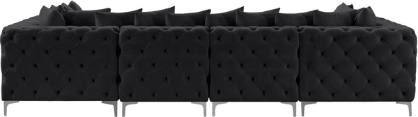 Tremblay Velvet / Engineered Wood / Metal / Foam Contemporary Black Velvet Modular Sectional - 138" W x 69" D x 33" H