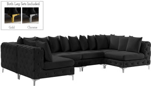Tremblay Velvet / Engineered Wood / Metal / Foam Contemporary Black Velvet Modular Sectional - 138" W x 69" D x 33" H