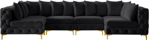 Tremblay Velvet / Engineered Wood / Metal / Foam Contemporary Black Velvet Modular Sectional - 138" W x 69" D x 33" H
