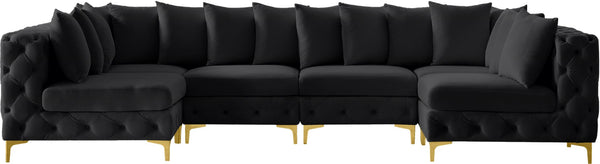 Tremblay Velvet / Engineered Wood / Metal / Foam Contemporary Black Velvet Modular Sectional - 138" W x 69" D x 33" H