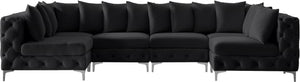 Tremblay Velvet / Engineered Wood / Metal / Foam Contemporary Black Velvet Modular Sectional - 138" W x 69" D x 33" H