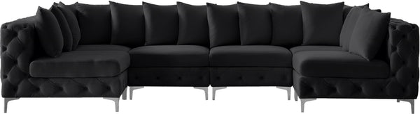Tremblay Velvet / Engineered Wood / Metal / Foam Contemporary Black Velvet Modular Sectional - 138" W x 69" D x 33" H