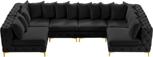 Tremblay Velvet / Engineered Wood / Metal / Foam Contemporary Black Velvet Modular Sectional - 138" W x 69" D x 33" H