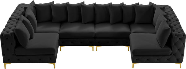 Tremblay Velvet / Engineered Wood / Metal / Foam Contemporary Black Velvet Modular Sectional - 138" W x 69" D x 33" H