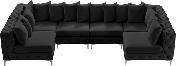 Tremblay Velvet / Engineered Wood / Metal / Foam Contemporary Black Velvet Modular Sectional - 138" W x 69" D x 33" H