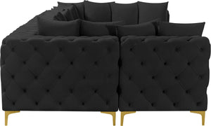 Tremblay Velvet / Engineered Wood / Metal / Foam Contemporary Black Velvet Modular Sectional - 138" W x 69" D x 33" H