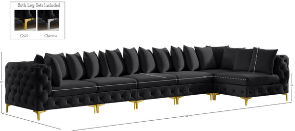 Tremblay Velvet / Engineered Wood / Metal / Foam Contemporary Black Velvet Modular Sectional - 168" W x 69" D x 33" H