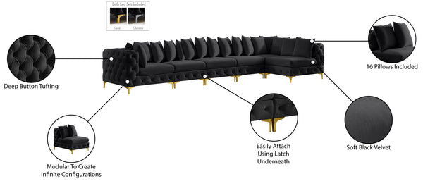 Tremblay Velvet / Engineered Wood / Metal / Foam Contemporary Black Velvet Modular Sectional - 168" W x 69" D x 33" H