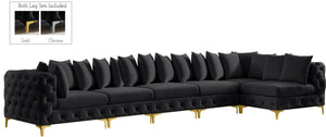 Tremblay Velvet / Engineered Wood / Metal / Foam Contemporary Black Velvet Modular Sectional - 168" W x 69" D x 33" H