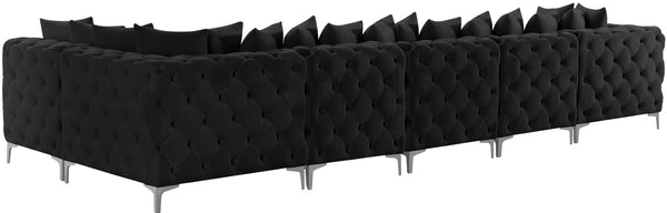 Tremblay Velvet / Engineered Wood / Metal / Foam Contemporary Black Velvet Modular Sectional - 168" W x 69" D x 33" H