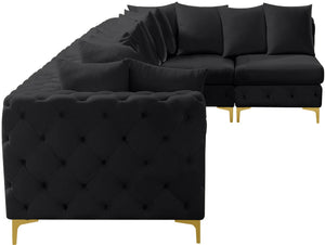 Tremblay Velvet / Engineered Wood / Metal / Foam Contemporary Black Velvet Modular Sectional - 168" W x 69" D x 33" H