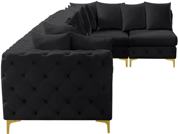 Tremblay Velvet / Engineered Wood / Metal / Foam Contemporary Black Velvet Modular Sectional - 168" W x 69" D x 33" H
