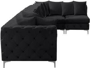Tremblay Velvet / Engineered Wood / Metal / Foam Contemporary Black Velvet Modular Sectional - 168" W x 69" D x 33" H