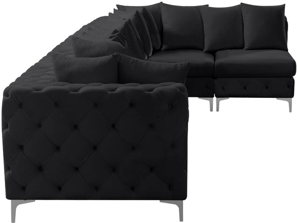 Tremblay Velvet / Engineered Wood / Metal / Foam Contemporary Black Velvet Modular Sectional - 168" W x 69" D x 33" H