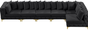 Tremblay Velvet / Engineered Wood / Metal / Foam Contemporary Black Velvet Modular Sectional - 168" W x 69" D x 33" H