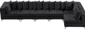 Tremblay Velvet / Engineered Wood / Metal / Foam Contemporary Black Velvet Modular Sectional - 168" W x 69" D x 33" H