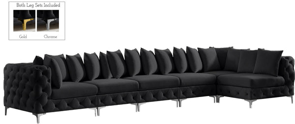 Tremblay Velvet / Engineered Wood / Metal / Foam Contemporary Black Velvet Modular Sectional - 168" W x 69" D x 33" H