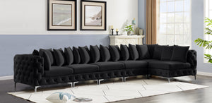 Tremblay Velvet / Engineered Wood / Metal / Foam Contemporary Black Velvet Modular Sectional - 168" W x 69" D x 33" H