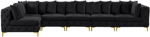 Tremblay Velvet / Engineered Wood / Metal / Foam Contemporary Black Velvet Modular Sectional - 168" W x 69" D x 33" H