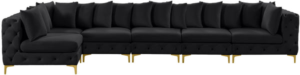 Tremblay Velvet / Engineered Wood / Metal / Foam Contemporary Black Velvet Modular Sectional - 168" W x 69" D x 33" H