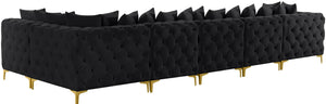 Tremblay Velvet / Engineered Wood / Metal / Foam Contemporary Black Velvet Modular Sectional - 168" W x 69" D x 33" H