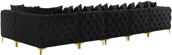 Tremblay Velvet / Engineered Wood / Metal / Foam Contemporary Black Velvet Modular Sectional - 168" W x 69" D x 33" H