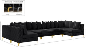 Tremblay Velvet / Engineered Wood / Metal / Foam Contemporary Black Velvet Modular Sectional - 168" W x 69" D x 33" H