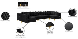 Tremblay Velvet / Engineered Wood / Metal / Foam Contemporary Black Velvet Modular Sectional - 168" W x 69" D x 33" H