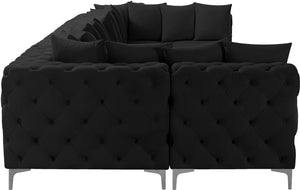 Tremblay Velvet / Engineered Wood / Metal / Foam Contemporary Black Velvet Modular Sectional - 168" W x 69" D x 33" H