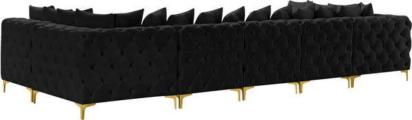 Tremblay Velvet / Engineered Wood / Metal / Foam Contemporary Black Velvet Modular Sectional - 168" W x 69" D x 33" H
