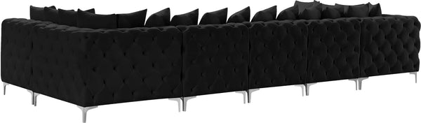 Tremblay Velvet / Engineered Wood / Metal / Foam Contemporary Black Velvet Modular Sectional - 168" W x 69" D x 33" H