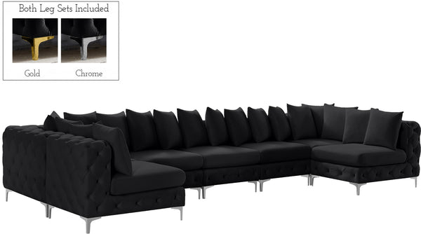 Tremblay Velvet / Engineered Wood / Metal / Foam Contemporary Black Velvet Modular Sectional - 168" W x 69" D x 33" H