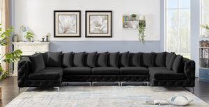 Tremblay Velvet / Engineered Wood / Metal / Foam Contemporary Black Velvet Modular Sectional - 168" W x 69" D x 33" H