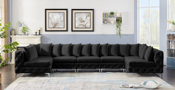 Tremblay Velvet / Engineered Wood / Metal / Foam Contemporary Black Velvet Modular Sectional - 168" W x 69" D x 33" H