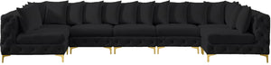 Tremblay Velvet / Engineered Wood / Metal / Foam Contemporary Black Velvet Modular Sectional - 168" W x 69" D x 33" H