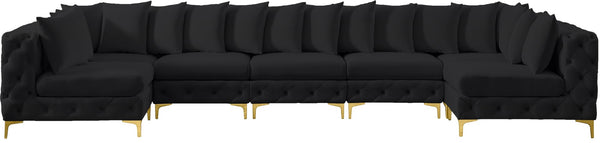 Tremblay Velvet / Engineered Wood / Metal / Foam Contemporary Black Velvet Modular Sectional - 168" W x 69" D x 33" H